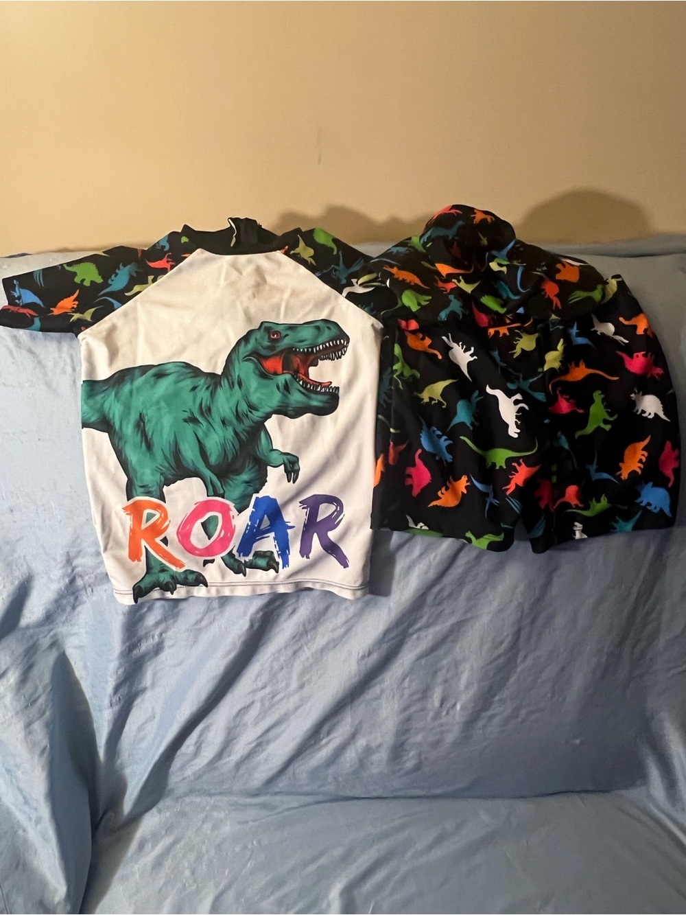 Dinosaur Roar Graphic Swimsuit Set- Green/Multicolor